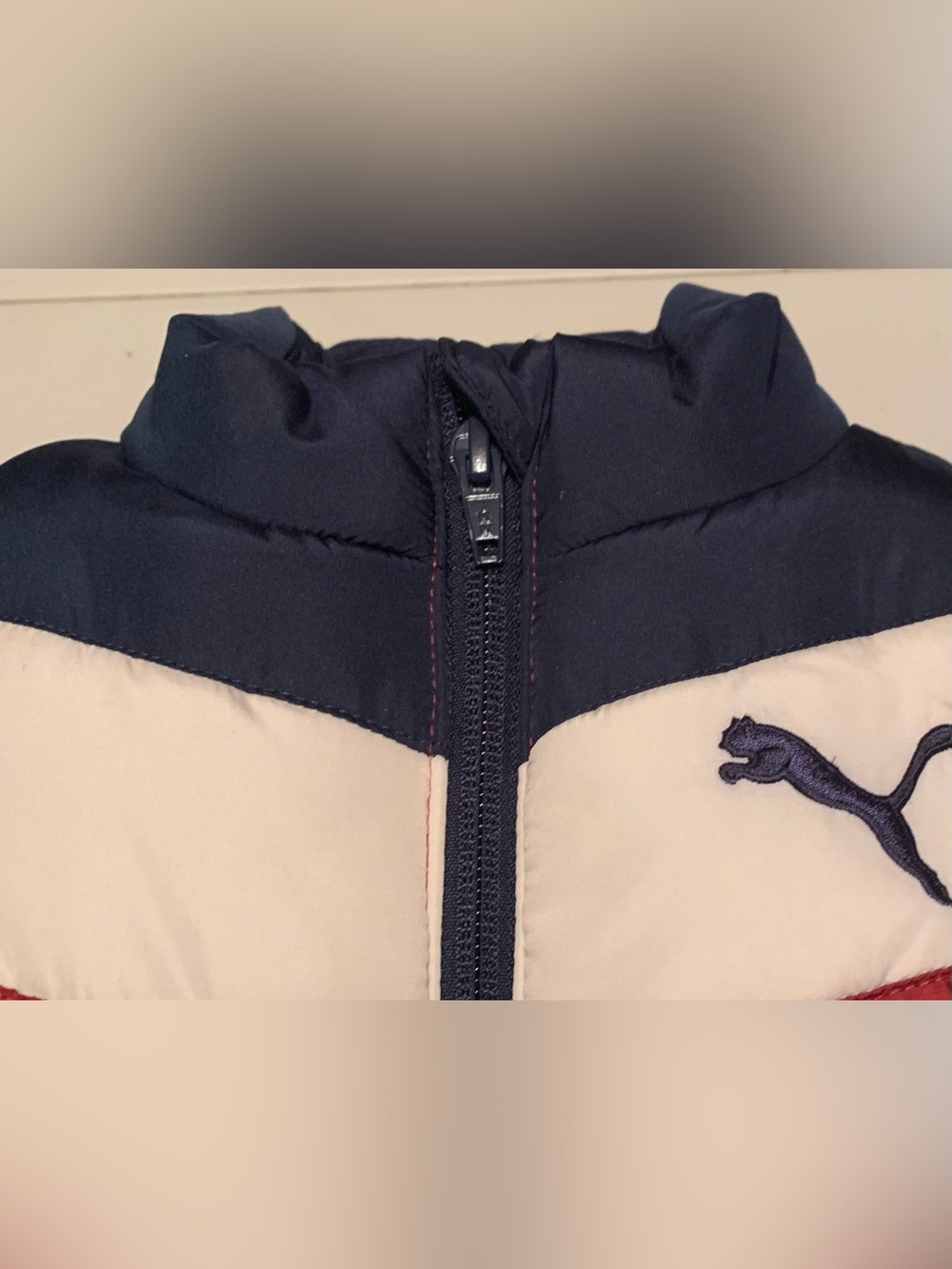 Puma Kids Colorblock Navy, Cream & Red Puffer Vest - Picture 4 of 9